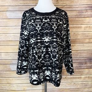 J. Crew Black White Blurred Ikat Top Blouse